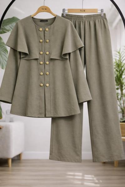 Bebe Yaka düğmeli Takım yeşil TCN40161