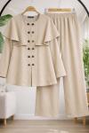 Bebe Yaka düğmeli Takım Bej  TCN40161
