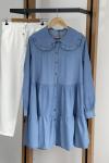 Bebe yaka  kiloş kot tunik SG3051