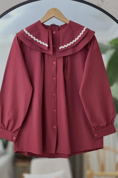 Bebeyaka  nakış işlemeli tesettür Tunik Bordo DST2043