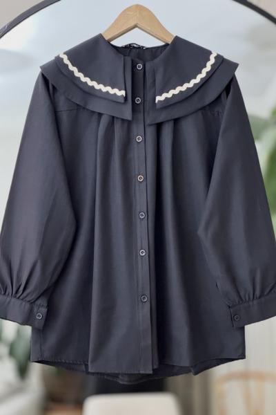 Bebeyaka  nakış işlemeli tesettür Tunik Siyah   DST2043