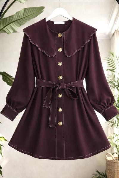 Bebeyaka  Kuşaklı Tunik mürdüm TCN40159