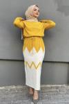 Bel bağcıklı Triko Elbise Sarı TCN807