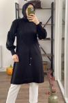 Bel Bağcıklı Triko Tunik SİYAH NFS14432