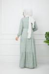 Bel Bağcıklı Viskon Kumaş Elbise Mintyeşili  HBS1121