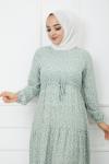 Bel Bağcıklı Viskon Kumaş Elbise Mintyeşili  HBS1121