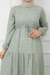 Bel Bağcıklı Viskon Kumaş Elbise Mintyeşili HBS1123