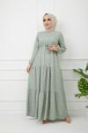 Bel Bağcıklı Viskon Kumaş Elbise Mintyeşili HBS1123