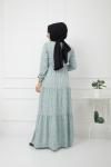 Bel bağcıklı Viskon Kumaş Elbise Mint HBS1153