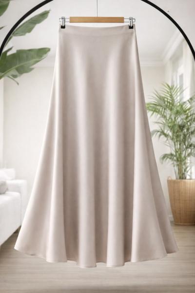 Bel gizli lastikli Saten Etek Bej  SG2069