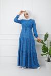 Bel Kuşaklı Viskon Kumaş Elbise İndigo HBS1134