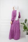 Bel Kuşaklı Viskon Kumaş Elbise Mor HBS1134
