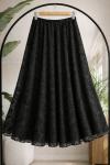 Bel Lastikli Astarlı Şifon Etek Siyah NW6067