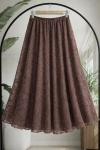 Bel Lastikli Astarlı Şifon Etek Kahverengi NW6067