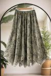 Bel lastikli Astarlı Şifon Etek  Yeşil SG2065