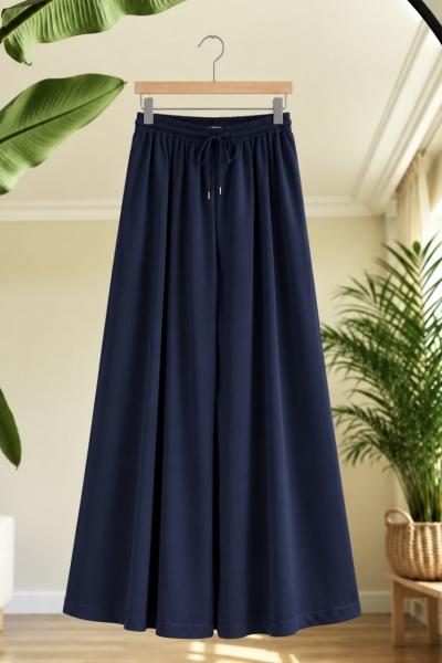 Bel lastikli cepli etek pantolon Lacivert TB6514