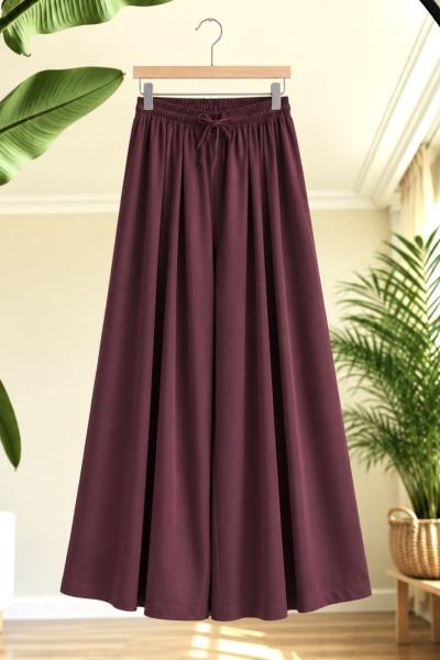 Bel lastikli cepli etek pantolon Bordo TB6514