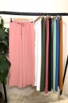 Bel Lastikli Ayrobin Kumaş Pantolon Pembe TBT679