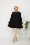 Bel Lastikli kloş Tunik Siyah Tbt891