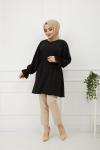 Bel Lastikli kloş Tunik Siyah Tbt891