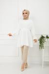 Bel Lastikli kiloş Tunik Beyaz Tbt891