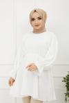 Bel Lastikli kiloş Tunik Beyaz Tbt891