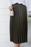 Bel lastikli piliseli Parlak Kumaş etek Haki  SLT982