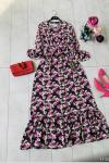 Bel lastikli mini çiçeki elbise  fuşya  UMS1001