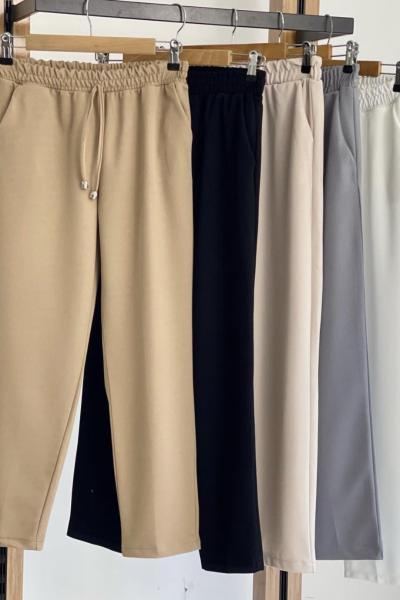 SLt1554bel lastikli cepli Double krep kumaş pantolon camel