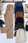 kışlık Bel lastikli cepli  havuç paça pantolon camel fİX7010