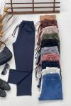 Bel lastikli cepli Double krep kumaş pantolon Lacivert SLt1554