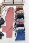 Bel lastikli cepli Double krep kumaş pantolon Gül  SLt1554