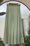 Bel lastikli parlak kumaş pileli Etek  Mint SLT30272