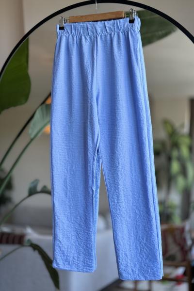 Bel lastikli Keten Pantolon Mavi SLT30314