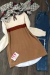 Bel Simgecişli İki Renk Triko Tunik Camel TCN1217