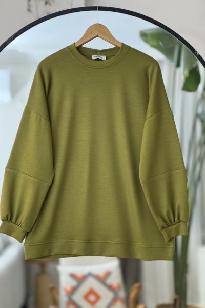 Beyzik Ovorsize Oysh Tunik Yeşil NV4531