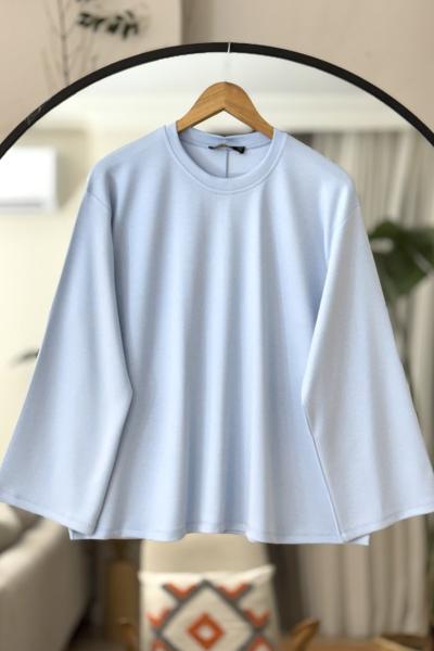 Bisiklet yaka İspanyol kol oyso tunik bebe mavi TCN40110