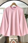 Bisiklet yaka İspanyol kol oyso tunik pembe TCN40110