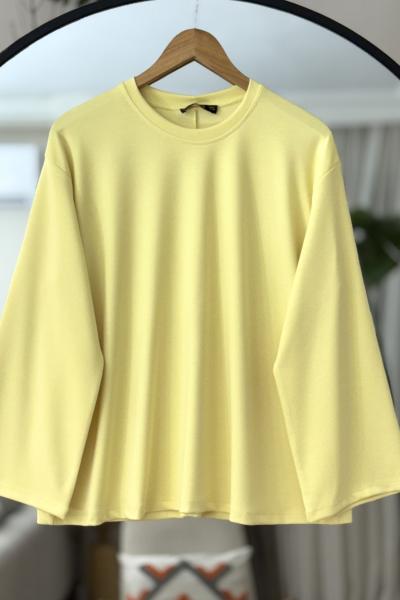 Bisiklet yaka İspanyol kol oyso tunik sarı TCN40110