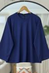 Bisiklet yaka İspanyol kol oyso tunik lacivert TCN40110