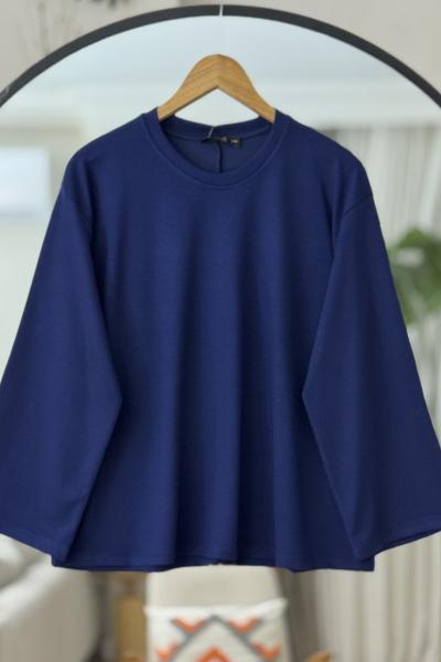 Bisiklet yaka İspanyol kol oyso tunik lacivert TCN40110