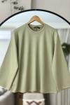 Bisiklet yaka İspanyol kol oyso tunik haki yeşili TCN40110