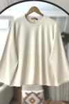Bisiklet yaka İspanyol kol oyso tunik bej TCN40110