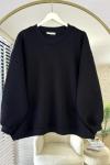 Bisiklet Yaka Oversize Sweatshirt Siyah DS2058