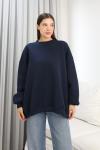 Bisiklet Yaka Oversize Sweatshirt Lacivert DS2058