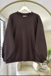 Bisiklet Yaka Oversize Sweatshirt  Kahve DS2058