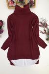 Boğazlı triko Kazak Bordo  NFS1324