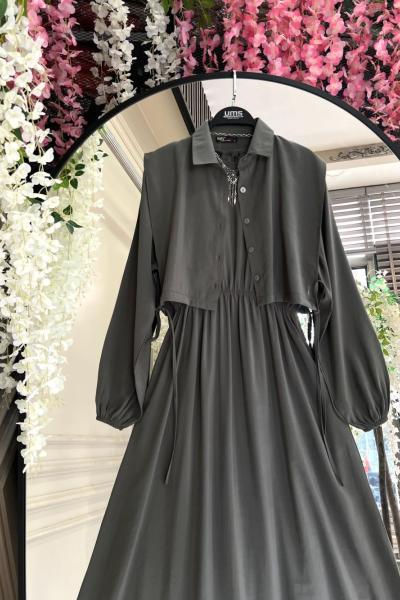 Bolerolu Yandan Bağlamalı elbise Takım Yeşil UMS50255