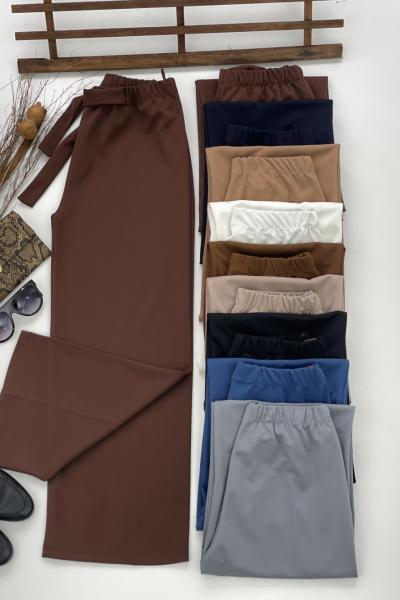 Bolpaça dabil krep kumaş pantolon Kahve  FİX1591