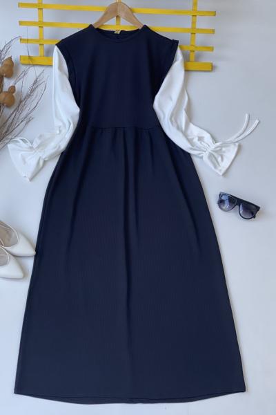 Bürümçük robalı elbise Siyah HBS30146